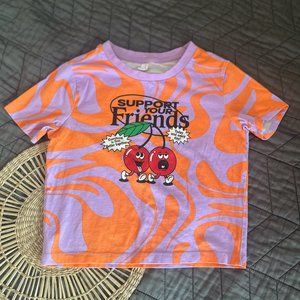 Cherry Support Your Friends Cropped Tee